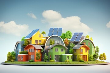 Concept of houses certified in energy efficiency classes. Generative AI - obrazy, fototapety, plakaty
