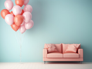 Pastel color room with with baloons.