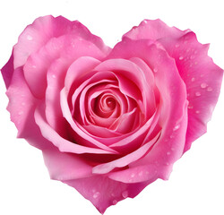 A cute heart is created by arranging pink rose petals.