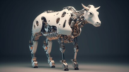 Image of a cow modified into a robot Wild animal generative ai