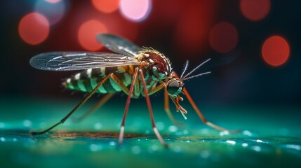 macro shot of a common mosquito on human skin west generative ai