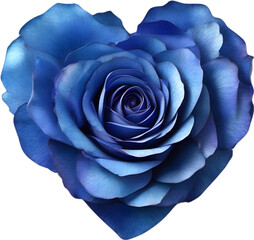 A cute heart is created by arranging blue rose petals.