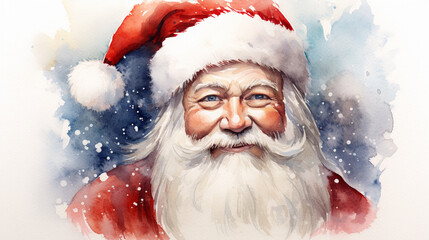 Watercolor Santa Claus Portrait