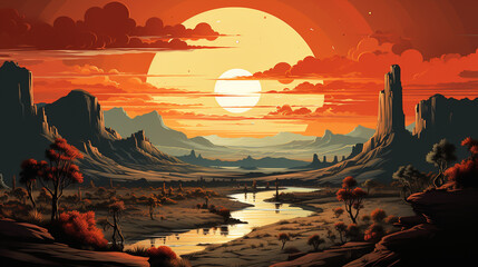 Professional Illustration of a Desert Landscape