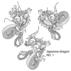 A collection of materials depicting dragons using Japanese techniques,