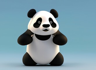 Panda bear cartoon character. Funny animal. AI Generated.