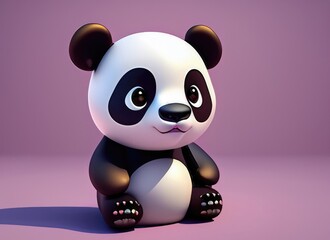 Naklejka premium Panda bear cartoon character. Funny animal. AI Generated.