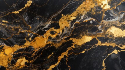 Onyx black and gold marble texture wallpaper, artistic stone background