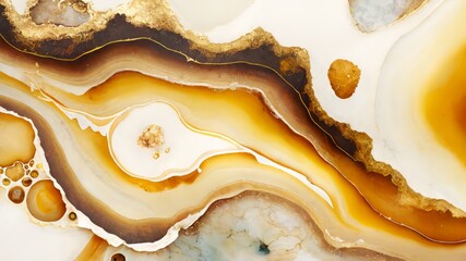 Amber yellow and gold agate texture wallpaper, intricate stone background - obrazy, fototapety, plakaty