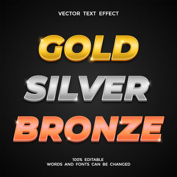 gold silver bronze editable 3d text effect