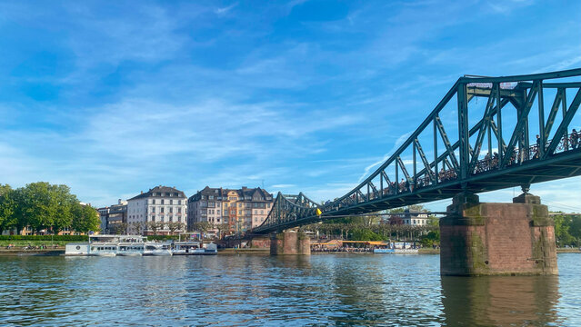 Eiserner Steg or Iron Footbridge, a footbridge spanning the river Main in the city of Frankfurt, Germany, which connects the center of Frankfurt with the district of Sachsenhausen