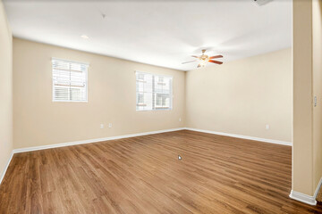 beautiful apartment, interior, big empty room bright