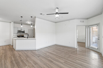 beautiful apartment, interior, big empty room bright