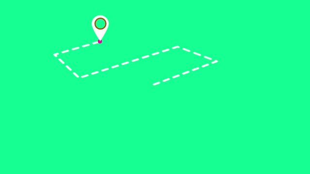 Animation red checkpoint icon on green background.CONCEPT VIDEO