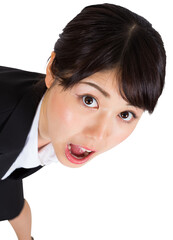 Digital png photo of surprised asian businesswoman on transparent background