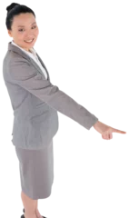 Fototapete Asiatische Orte Digital png photo of happy asian businesswoman pointing on transparent background