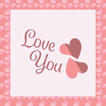 Digital png illustration of hearts with love you text on transparent background
