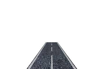 Digital png illustration of straight road with white stripes on transparent background