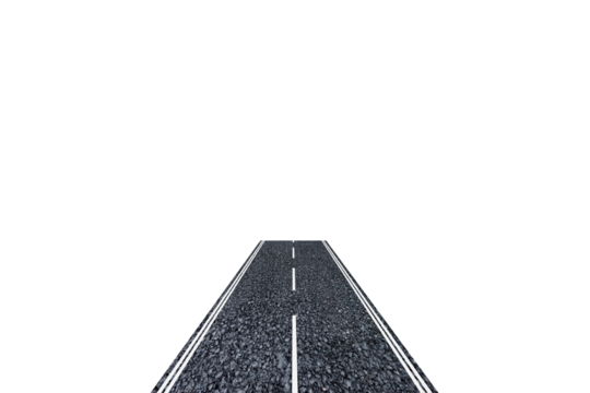 Digital png illustration of straight road with white stripes on transparent background - Powered by Adobe