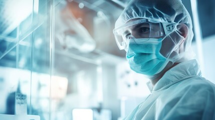 Doctor in room lab laboratory doing research, making scientific experiments.