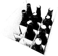 black and white bottle in the cardboard box