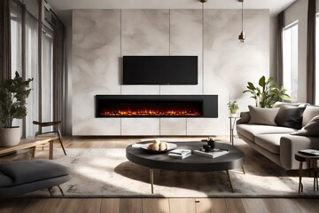 Naklejka premium modern living room with fireplace