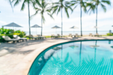 Fototapeta na wymiar abstract blur bed pool around swimmimg pool in luxury hotel resort for background
