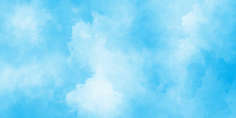 Light sky blue shades frame illustration. Grunge aquarelle painted paper textured canvas for vintage design,Classic hand painted Blue watercolor background for design.