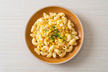 macaroni creamy corn cheese on plate