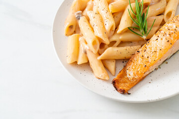 salmon with penne pasta cream sauce