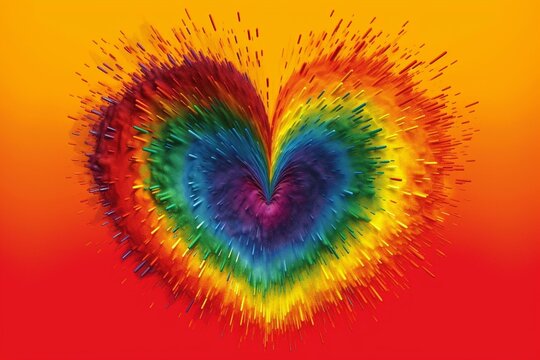 An vibrant, eye-catching rainbow heart picture. Generative AI