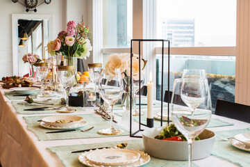 Table set for holiday, event, party or wedding reception