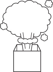 箱から飛び出す煙の形をしたフレーム