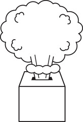 箱から飛び出す煙の形をしたフレーム