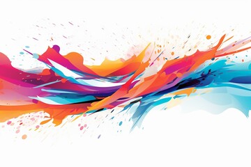 Colorful abstract graphic with gradient stripes and splashes on white. Generative AI