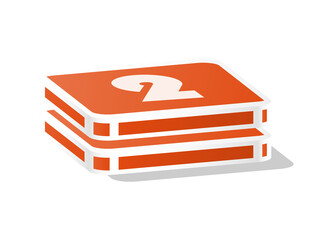 Bar chart rectangular 3d element and number 2.