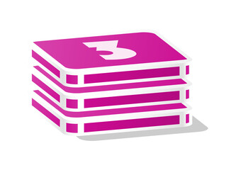 Bar chart rectangular 3d element and number 3.