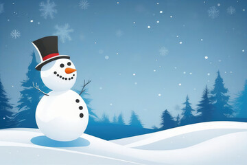 Obraz premium Snowman background with 3d falling snow