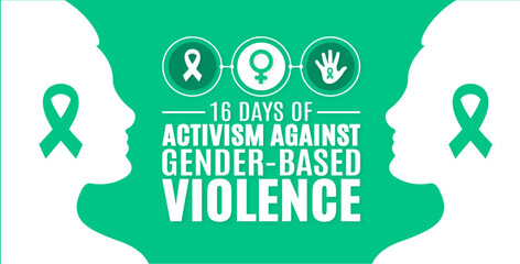 November is 16 Days of Activism Against Gender-Based Violence background template. Holiday concept. background, banner, placard, card, and poster design template with text inscription.