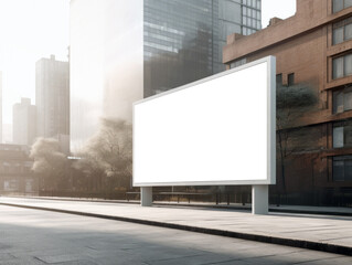 Obraz premium Blank billboard in city. Mock up. Generative AI