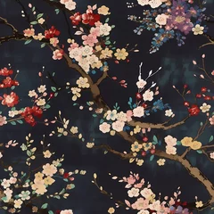Fototapeten japanese floral seamless pattern © Wipada