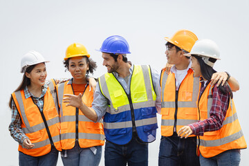 Diverse team of experts Inspect construction sites, commercial and industrial buildings, real...