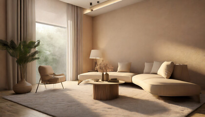 Transcendent Tranquility Beige Living Room in D