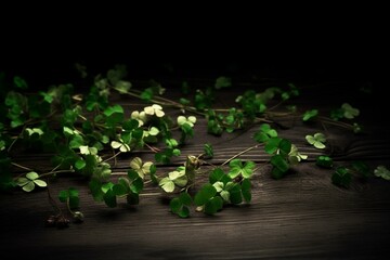 Falling green clovers. Generative AI
