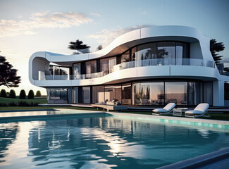 Obraz na płótnie Canvas Modern luxury home with swimming pool