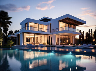 Fototapeta na wymiar Modern luxury home with swimming pool