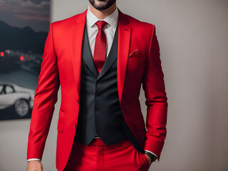 Red and black suit