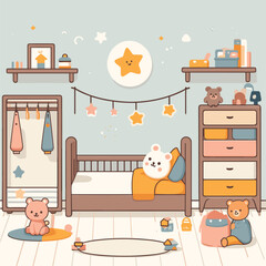 Cute child's bedroom full of teddy bears and toys