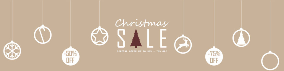 Christmas Sale. Special offer vector tag. New year holiday card template. Shop market poster design. Discount