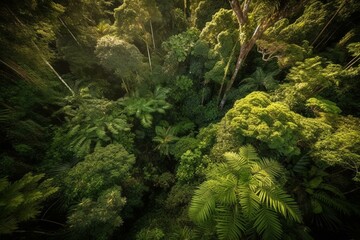 overhead rainforest view. Generative AI